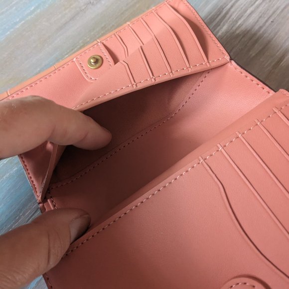 Coach Pink Croc-Embossed Wallet with Gold Hardware - Picture 8 of 11